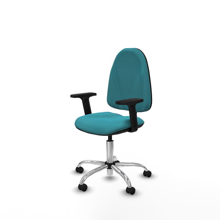PIQUERAS Y CRESPO Chaise de bureau Algarra, tissu turquoise, accoudoirs 2D