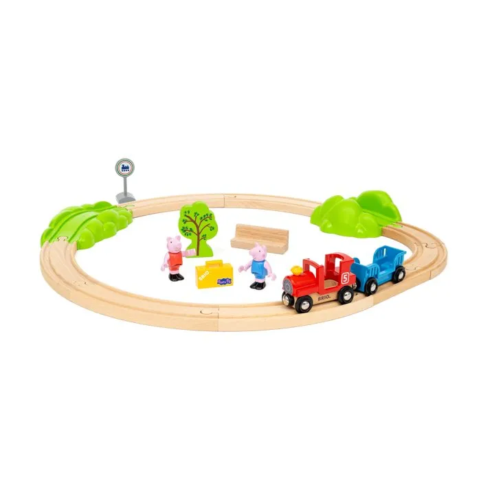 Brio BRIO World 36123 - Circuit de Train en Bois Peppa Pig Complet 18 Pièces avec Figurines Peppa et George - Jouet dès 3 ans
