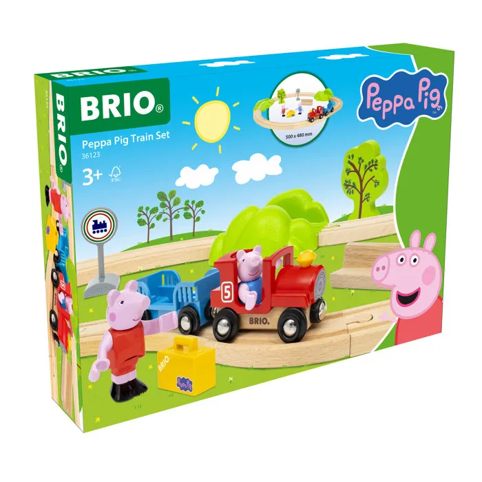 Brio BRIO World 36123 - Circuit de Train en Bois Peppa Pig Complet 18 Pièces avec Figurines Peppa et George - Jouet dès 3 ans