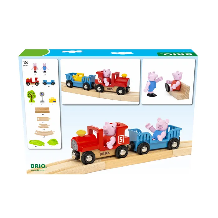 Brio BRIO World 36123 - Circuit de Train en Bois Peppa Pig Complet 18 Pièces avec Figurines Peppa et George - Jouet dès 3 ans