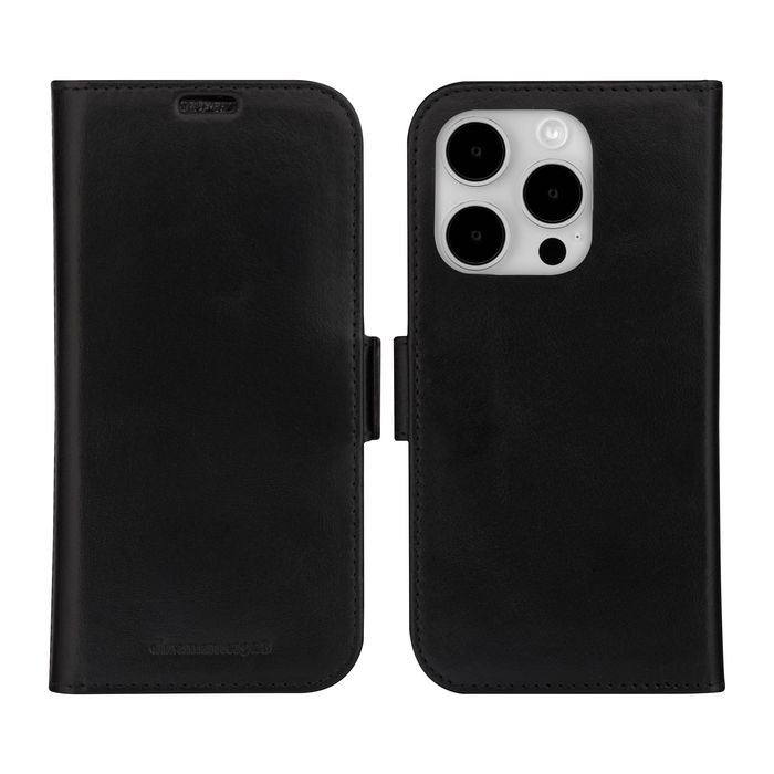 dbramante1928 Étui portefeuille Lynge pour iPhone 15 Pro Max avec support amovible - Noir - Protection RFID, cuir pleine fleur, recharge sans fil