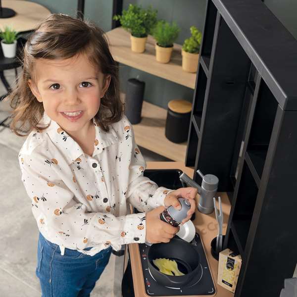 Smoby Cuisine Loft avec 32 accessoires, design industriel
