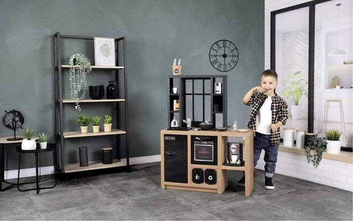 Smoby Cuisine Loft avec 32 accessoires, design industriel