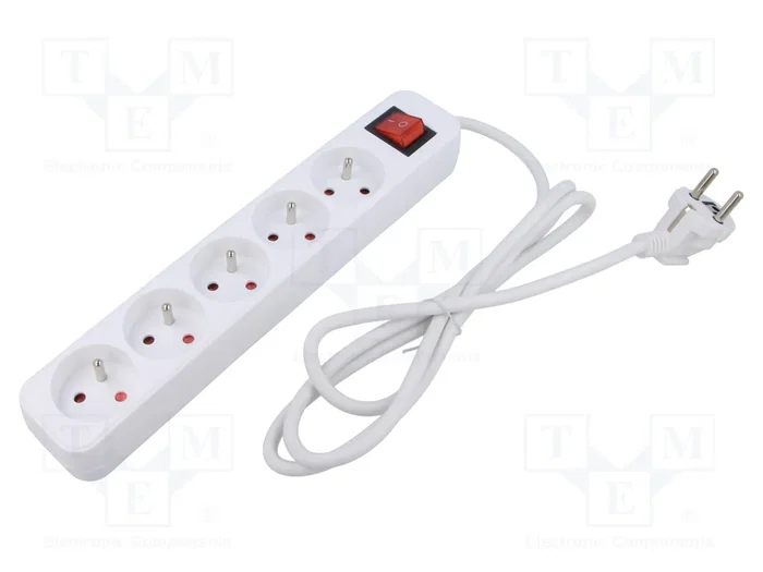 LANBERG Rallonge réseau 1,5 m, 5 prises, blanc LANBERG Rallonge réseau 1,5 m, 5 prises, blanc