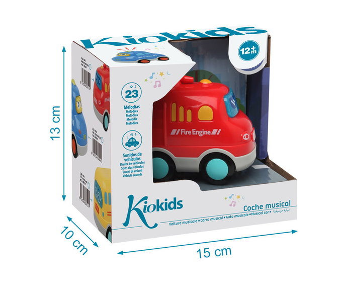 KioKids - Camion de pompiers jouet avec lumière et son - 23 mélodies - Développe la motricité - Jouet à tirer - Pour bébé +12 mois - Rouge KioKids - Camion de pompiers jouet avec lumière et son - 23 mélodies - Développe la motricité - Jouet à tirer - Pour bébé +12 mois - Rouge
