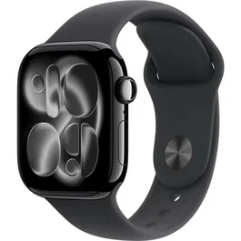 Apple Watch Series 11 GPS + Cellular - Boîtier en Aluminium Noir de Jais 42mm avec Bracelet Sport Noir (Taille M/L)