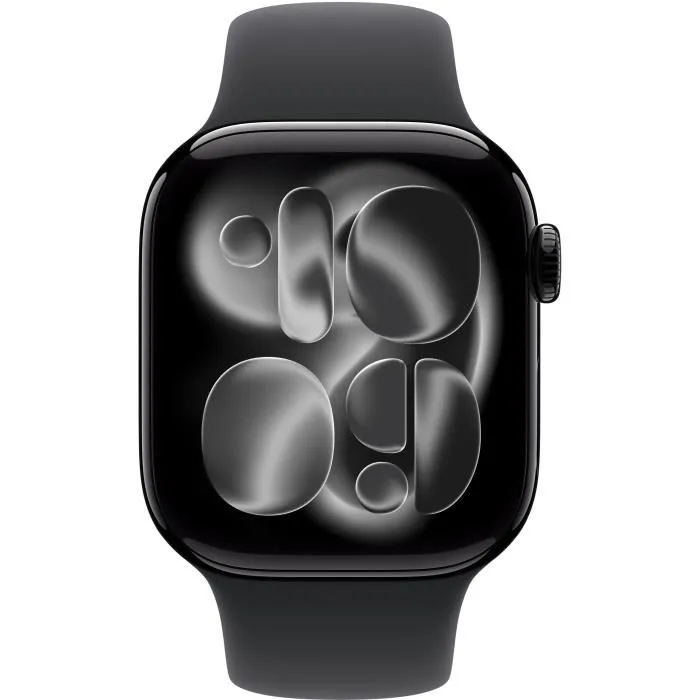 Apple Watch Series 11 GPS + Cellular - Boîtier en Aluminium Noir de Jais 42mm avec Bracelet Sport Noir (Taille M/L)