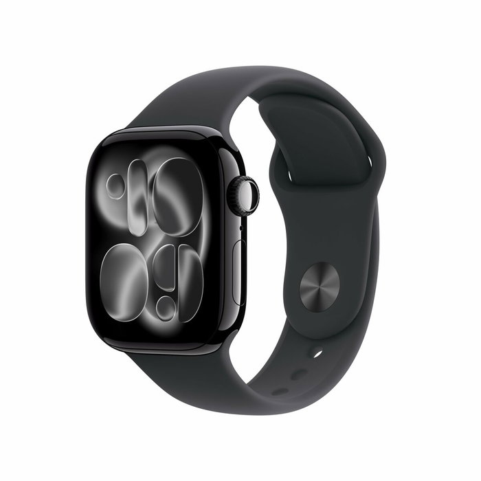 Apple Watch Series 11 GPS + Cellular 42mm Aluminium Noir Jais - Bracelet Sport Noir M/L