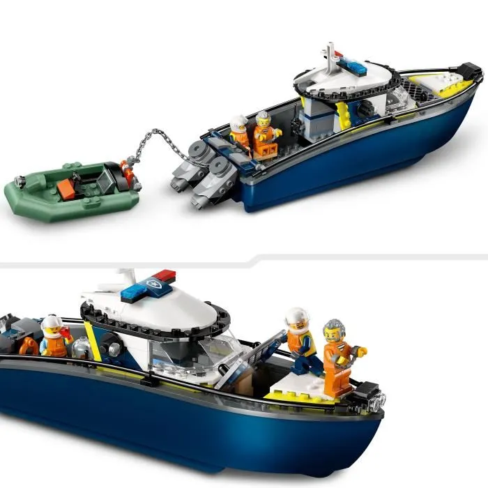 LEGO City 60456 Set de Construction Bateau de Police et Canot de Course-Poursuite - Jouet pour Enfants Dès 6 Ans