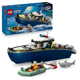 LEGO City 60456 Set de Construction Bateau de Police et Canot de Course-Poursuite - Jouet pour Enfants Dès 6 Ans
