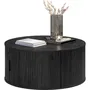 Trendteam RONIN Table basse ronde en MDF plaqué chêne noir cendré, Diamètre 80 cm Hauteur 36 cm, Livrée démontée