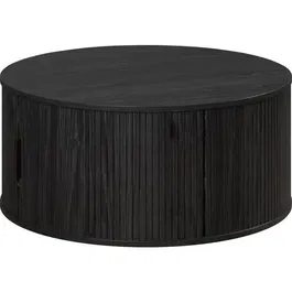 Trendteam RONIN Table basse ronde en MDF plaqué chêne noir cendré, Diamètre 80 cm Hauteur 36 cm, Livrée démontée