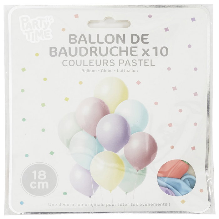 Party Time Lot de 10 Ballons Couleurs Pastel