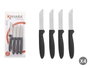 Kinvara Lot de 4 couteaux d'office noirs en acier inoxydable 26,2 x 12,5 x 1 cm lame 17,2 cm (Set de 12)