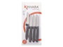 Kinvara Lot de 4 couteaux d'office noirs en acier inoxydable 26,2 x 12,5 x 1 cm lame 17,2 cm (Set de 12)