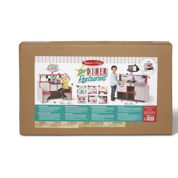 Melissa & Doug - Restaurante de Comidas - Restaurant de jeu pour enfant avec accessoires - Jeu d'imitation - Dimensions : 108x66x18 cm - Langue : Espagnol