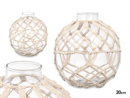 GIFTDECOR Esfera Vidrio Cuerda Blanca Med