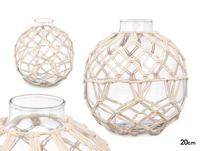 GIFTDECOR Esfera Vidrio Cuerda Blanca Med GIFTDECOR Esfera Vidrio Cuerda Blanca Med