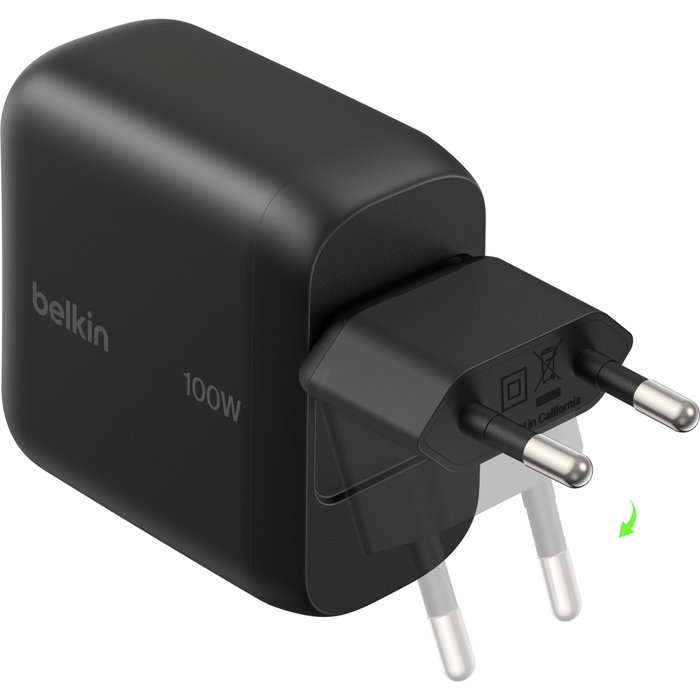 Belkin BoostCharge 100W USB-C GaN Fold.Plug Black WCH025kqBK