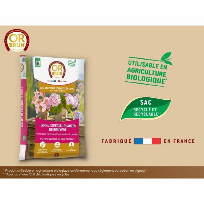Or Brun Terreau spécial plantes de bruyère 6 L