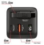 Verbatim Chargeur GaN 65 W avec câble rétractable, USB-C et USB-A, Noir