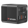 Verbatim Chargeur GaN 65 W avec câble rétractable, USB-C et USB-A, Noir