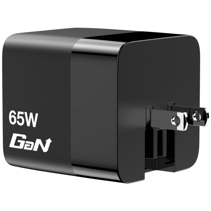 Verbatim Chargeur GaN 65 W avec câble rétractable, USB-C et USB-A, Noir