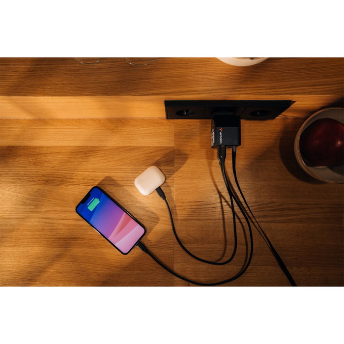 Verbatim Chargeur 65W 2 Ports avec Câble Rétractable - Black