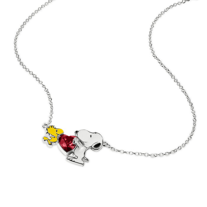 PEERS HARDY - Collier pendentif Snoopy et Woodstock en forme de cœur - Bijou fantaisie PEERS HARDY - Collier pendentif Snoopy et Woodstock en forme de cœur - Bijou fantaisie