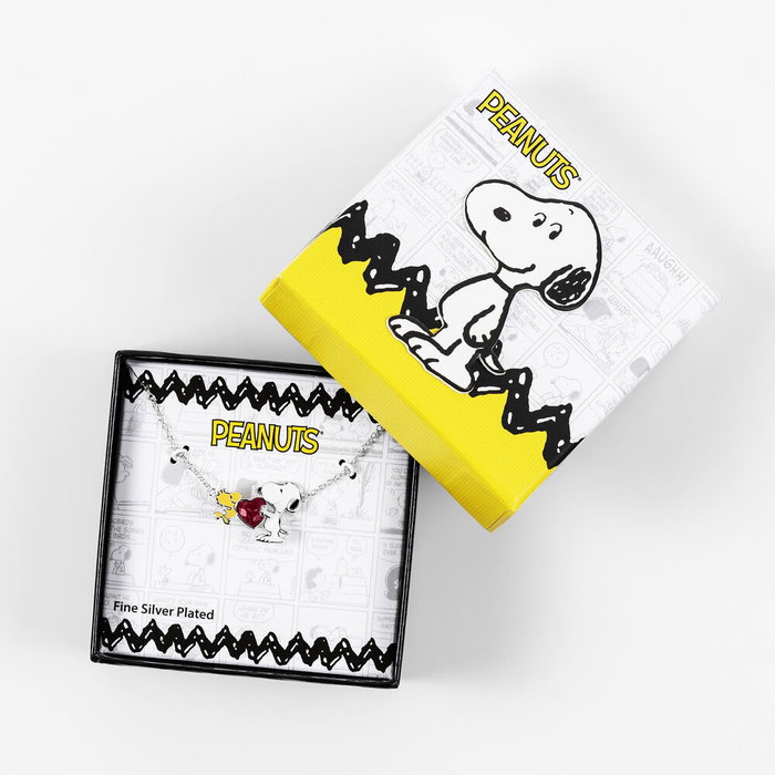 PEERS HARDY - Collier pendentif Snoopy et Woodstock en forme de cœur - Bijou fantaisie PEERS HARDY - Collier pendentif Snoopy et Woodstock en forme de cœur - Bijou fantaisie