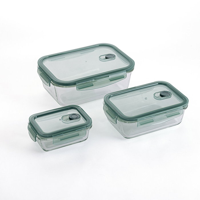 Quid Set 3 Récipients Hermétiques en Verre Minimal 1800 ml - 800 ml - 330 ml