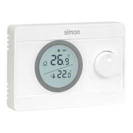 Simon Termostato digital on/off blanc 12,5 x 2,4 x 8,5 cm avec écran rétroéclairé pour chauffage et climatisation