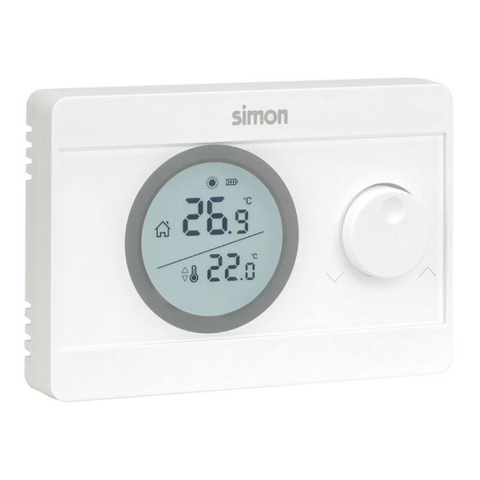 Simon Termostato digital on/off blanc 12,5 x 2,4 x 8,5 cm avec écran rétroéclairé pour chauffage et climatisation Simon Termostato digital on/off blanc 12,5 x 2,4 x 8,5 cm avec écran rétroéclairé pour chauffage et climatisation