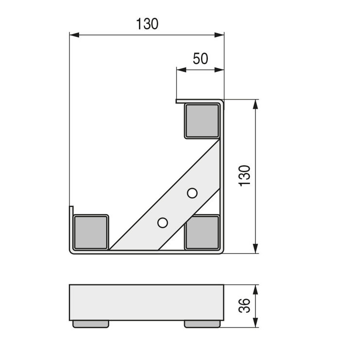 Q&Q Pata Metalica Malone H36 Pied pour Canapé/Meuble en Métal Finition Chrome 130x130 mm