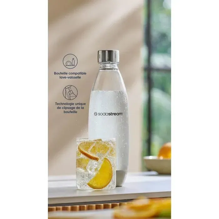 Sodastream - Bouteille en métal Fuse 1L - Compatible lave-vaisselle pour machine à soda