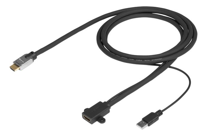 Vivolink Câble HDMI 2.0 Pro 5 m Haute Vitesse 18 Gbit/s, 4K 60Hz HDR, HDCP 2.2, ARC, Ethernet, avec Alimentation USB et Connecteur Femelle à Oreilles de Montage Vivolink Câble HDMI 2.0 Pro 5 m Haute Vitesse 18 Gbit/s, 4K 60Hz HDR, HDCP 2.2, ARC, Ethernet, avec Alimentation USB et Connecteur Femelle à Oreilles de Montage