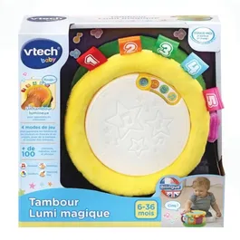 Vtech Baby Tambour Lumi Magique - Jouet musical bilingue avec sons et lumières pour enfants 6-36 mois - 100+ chansons, réglage volume, piles AA incluses
