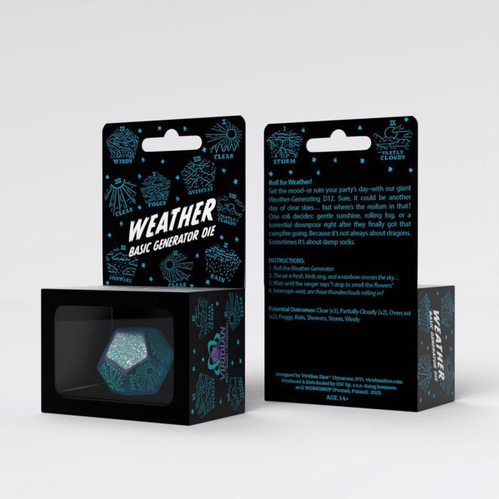 Viridian Jumbo dé Weather Generator Die D12 Turquoise
