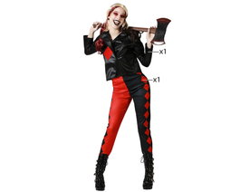 BigBuy Carnival Déguisement Arlequin Sanglant Femme Noir et Rouge XS/S