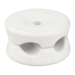 F-Line Sujetacables porcelane rond double blanc 5 pcs Ø32 x 18,6 mm avec 2 trous Ø8 mm pour câble tubulaire et torsadé