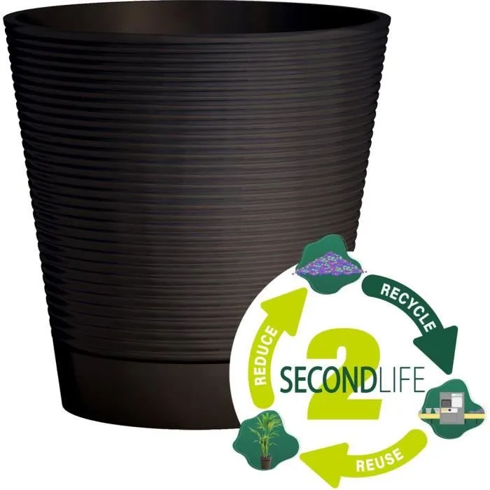 Garden ID Green Care Sense - Pot de réserve d'eau en matériaux recyclés résistant aux UV et au gel - Noir anthracite 40 cm - Garantie 10 ans