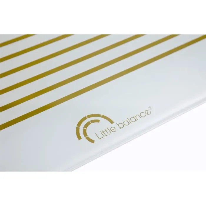 Little Balance Pese personne électronique design Mariniere Gold par Delphine Ribeyre - Balance extra plate 17 mm, plateau verre 300x300 mm, écran LCD, 180 kg/100 g - Garantie 5 ans