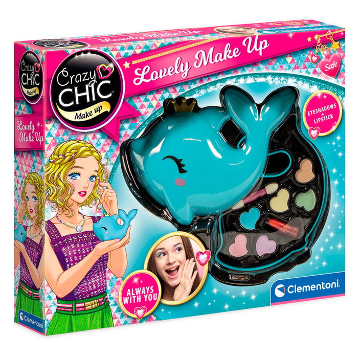 Clementoni Coffret Maquillage Dauphin Lovely Make Up Crazy Chic - Palette de Fards à Paupières Doux, Testé, Sécurité, Compact, À partir de 6 ans Clementoni Coffret Maquillage Dauphin Lovely Make Up Crazy Chic - Palette de Fards à Paupières Doux, Testé, Sécurité, Compact, À partir de 6 ans
