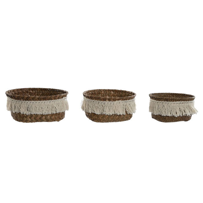 Home ESPRIT Set de paniers Fibre naturelle Boho Usé, 16 x 16 x 6 cm
