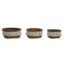 Home ESPRIT Set de paniers Fibre naturelle Boho Usé, 16 x 16 x 6 cm
