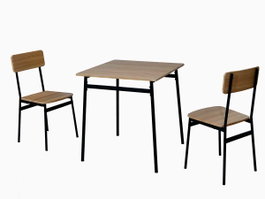 Giftdecor Set Table 70x70 cm + 2 Chaises Pies Noirs MDF PVC Métal