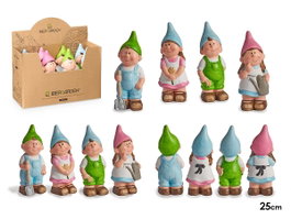 Ibergarden Duende en céramique 25 cm, couleurs vives assorties (bleu, vert, rose, blanc) (Set de 16)
