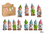 Ibergarden Duende en céramique 25 cm, couleurs vives assorties (bleu, vert, rose, blanc) (Set de 16)