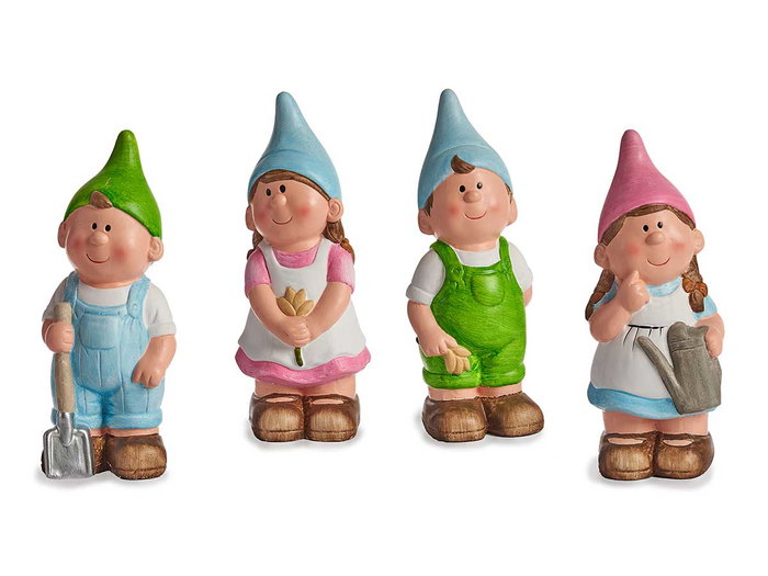 Ibergarden Duende en céramique 25 cm, couleurs vives assorties (bleu, vert, rose, blanc) (Set de 16)