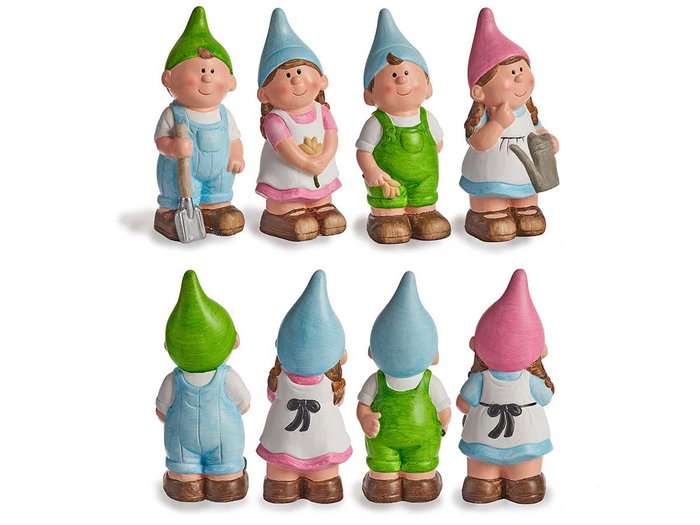 Ibergarden Duende en céramique 25 cm, couleurs vives assorties (bleu, vert, rose, blanc) (Set de 16)